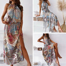 Beach Maxi Dress Women 2022 Summer Dress Tight Waist Sleeveless Halter Neck Maxi Dress Dresses For Women Clothes Robe Femme Importe Go 