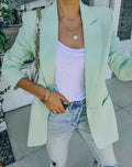 Blazer Casual Alongado Importe Go VERDE ÁGUA PP 