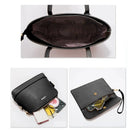 Bolsa de couro PU de grande capacidade para mulheres, bolsas femininas, bolsa de ombro, alça de bloco, 4 PCs por conjunto Importe Go 