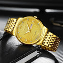 CADVAN-Relógio quartzo de aço inoxidável dourado masculino, relógios esportivos masculinos, relógio de pulso casual, data relógio, luxo Importe Go 