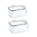 Caja de almacenamiento para refrigerador, organizador de frutas y verduras frescas, cesta de drenaje, contenedores de almacenamiento, despensa, organizador de cocina Importe Go 2Pcs 1750ML 