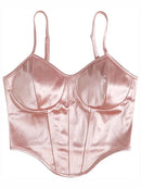 Camisola de espaguete de bainha costurada assimétrica feminina, camisola de cetim, Traf, Europa e América, recém-projetada para meninas, Y2K, verão Importe Go Rosa S 