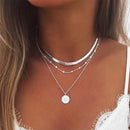 Colar Feminino Tripla Camada em Prata Esterlina 925 com Pingente MFAJ12 - GP04 Importe Go 