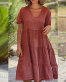 (Compre 1 Leve 2) Vestido de algodão e linho - Fresquinho e Soltinho para o Verão! Importe Go 