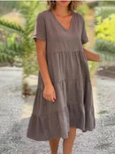 (Compre 1 Leve 2) Vestido de algodão e linho - Fresquinho e Soltinho para o Verão! Importe Go 