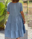 (Compre 1 Leve 2) Vestido de algodão e linho - Fresquinho e Soltinho para o Verão! Importe Go 