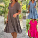 (Compre 1 Leve 2) Vestido de algodão e linho - Fresquinho e Soltinho para o Verão! Importe Go 
