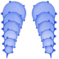 Compre 6 Leve 12 - Kit 12 Tampas de Silicone Reutilizável (UNIVERSAL) - Super Elástico Importe Go Azul Circular 