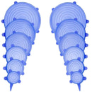 Compre 6 Leve 12 - Kit 12 Tampas de Silicone Reutilizável (UNIVERSAL) - Super Elástico Importe Go Azul Circular 