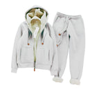 Conjunto Moletom Feminino Forrado de Lã Moda Importe Go Conjunto Moletom Feminino P 35-45kg Cinza Sólido 