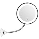 Espelho de maquiagem flexível Gooseneck, 10x ampliação LED iluminado, banheiro ampliação vaidade com ventosa, 360 profunda Importe Go Branco 