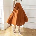Falda larga informal de cintura alta para mujer, Falda larga de estilo coreano, estilo Swing grande Vintage, Saias Longas, de verano, 2022 Importe Go Naranja S 