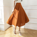 Falda larga informal de cintura alta para mujer, Falda larga de estilo coreano, estilo Swing grande Vintage, Saias Longas, de verano, 2022 Importe Go Naranja S 