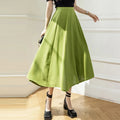 Falda larga informal de cintura alta para mujer, Falda larga de estilo coreano, estilo Swing grande Vintage, Saias Longas, de verano, 2022 Importe Go Verde S 