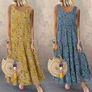 Jocoo Jolee-Vestido maxi boêmio feminino, sem mangas, gola em O, estampa floral, solto, longo, grande, vestido de praia, casual, vintage Importe Go 