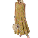 Jocoo Jolee-Vestido maxi boêmio feminino, sem mangas, gola em O, estampa floral, solto, longo, grande, vestido de praia, casual, vintage Importe Go YELLOW S 