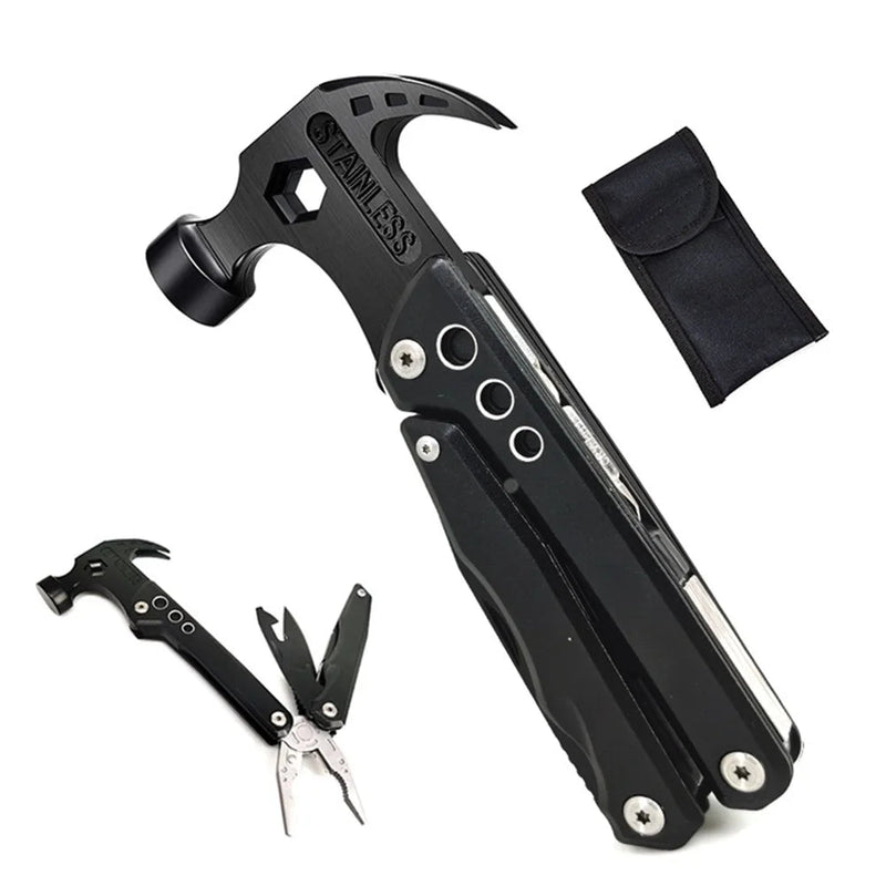 Martelo bainha profesional faca alicate ferramenta de aço inoxidável garra multitool sobrevivência acampamento caminhadas portátil bolso garra martelo Importe Go 