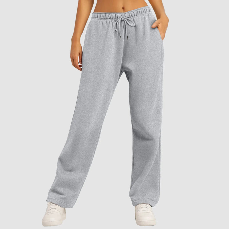 Moletom de perna larga forrado feminino, fundo reto, tudo matemática, corredores de fitness simples, calça básica de viagem Importe Go 