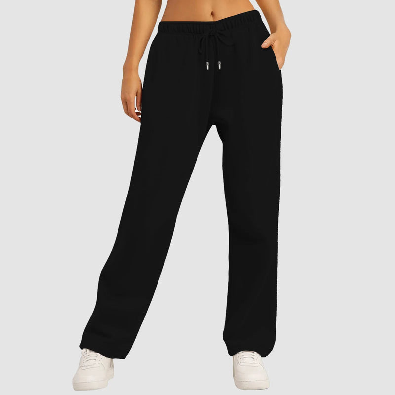 Moletom de perna larga forrado feminino, fundo reto, tudo matemática, corredores de fitness simples, calça básica de viagem Importe Go 