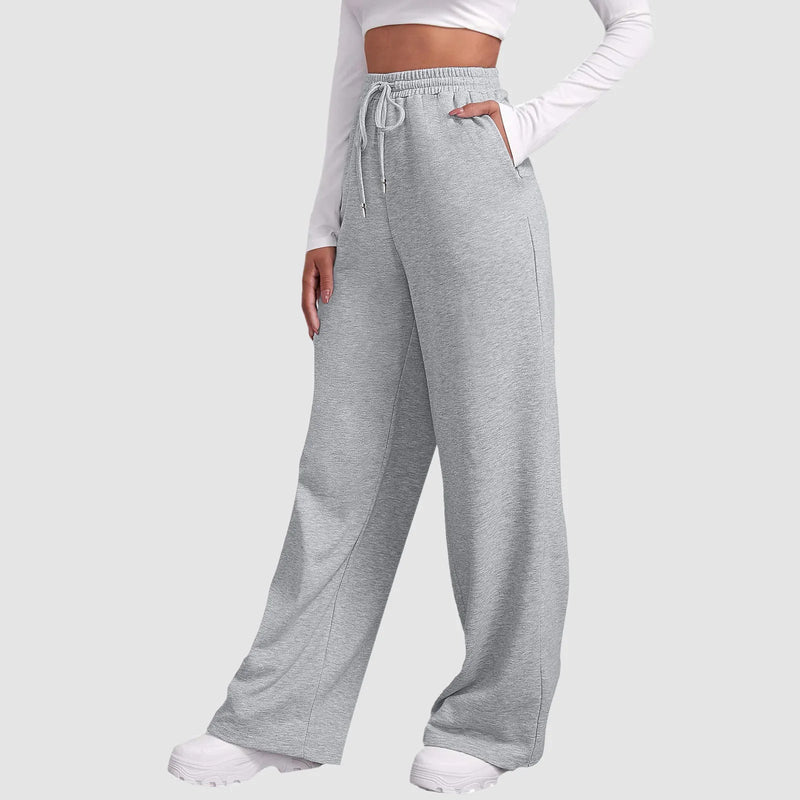 Moletom de perna larga forrado feminino, fundo reto, tudo matemática, corredores de fitness simples, calça básica de viagem Importe Go 
