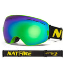 NATFIRE-Ski Goggles com Camadas Duplas, Anti-fog Eyewear, UV400 Óculos, Snow Goggles, Snowmobile Eyewear, Esporte ao ar livre, Esqui Googles Importe Go Green 