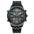 Skmei relógio militar masculino de marca luxuosa, relógio masculino esportivo de aço inteiro com led, relógio de pulso digital de quartzo para homens, novo, 2020 Importe Go black 