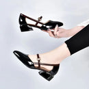 Soft Leather Sandals Woman Summer Shoe 2023 New Women Fashion Pointed Heels Low-Heel Elegant Thick Luxury Pumps Shoes Importe Go 