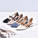 Soft Leather Sandals Woman Summer Shoe 2023 New Women Fashion Pointed Heels Low-Heel Elegant Thick Luxury Pumps Shoes Importe Go 