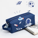 Space astronaut portable pencil case cute cartoon kids stationery bag large capacity storage bag school studen canvas pencil bag Importe Go 