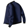 Uniforme de beisebol manga longa fino masculino, Jaqueta ciclismo à prova de vento, monocromática, zíper, casual, outono, M-4XL Importe Go Azul marinho 4XL 