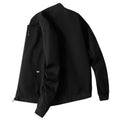 Uniforme de beisebol manga longa fino masculino, Jaqueta ciclismo à prova de vento, monocromática, zíper, casual, outono, M-4XL Importe Go Preto 4XL 