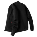 Uniforme de beisebol manga longa fino masculino, Jaqueta ciclismo à prova de vento, monocromática, zíper, casual, outono, M-4XL Importe Go Preto 4XL 
