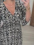 vestido floral giordano decote em v Importe Go Preto P (Busto 95cm) 