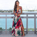 Vestido Longo Floral com Fenda Maju Vestido Longo Floral com Fenda Margot Importe Go Vermelho P 