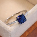 Anel Feminino Cyntra Banhado a Prata Anel Cyntra - Anel Feminino Importe Go Safira Azul 5 Prata