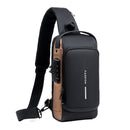 Bolsa de Ombro Antifurto com Carregamento USB - Fibra de Carbono Bolsa de Ombro Antifurto com Carregamento USB Importe Go Preto/Dourado 