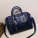 Bolsa Feminina Clássica Boston™ - Dupla Alça em Couro PU Bolsa Feminina Clássica Boston™ - Dupla Alça em Couro PU Importe Go Azul Vintage 