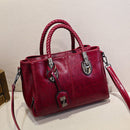 Bolsa Feminina Clássica Boston™ - Dupla Alça em Couro PU Bolsa Feminina Clássica Boston™ - Dupla Alça em Couro PU Importe Go Vinho Vintage 