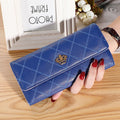 Carteira Longa Feminina Xadrez de Couro Pu Carteira Longa Feminina Xadrez Importe Go Azul 