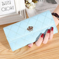 Carteira Longa Feminina Xadrez de Couro Pu Carteira Longa Feminina Xadrez Importe Go Azul Céu 