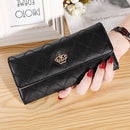 Carteira Longa Feminina Xadrez de Couro Pu Carteira Longa Feminina Xadrez Importe Go Preto 