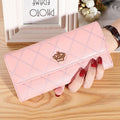 Carteira Longa Feminina Xadrez de Couro Pu Carteira Longa Feminina Xadrez Importe Go Rosa Claro 
