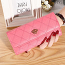 Carteira Longa Feminina Xadrez de Couro Pu Carteira Longa Feminina Xadrez Importe Go Rosa Escuro 