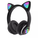 Fone de Ouvido Bluetooth LED Gato Brilhante Fone de ouvido bluetooth LED Gato Brilhante Importe Go Preto 