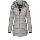 Jaqueta Feminina Puffer Longa com Capuz - WinterGlam Jaqueta Feminina Puffer Longa com Capuz - WinterGlam Importe Go Cinza P 