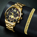Kit Gold - Relógio + Pulseira Dourada Kit Gold - Relógio + Pulseira Dourada Importe Go 