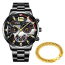 Kit Gold - Relógio + Pulseira Dourada Kit Gold - Relógio + Pulseira Dourada Importe Go Cinza/Preto 