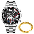 Kit Gold - Relógio + Pulseira Dourada Kit Gold - Relógio + Pulseira Dourada Importe Go Prata/Preto 