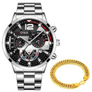 Kit Gold - Relógio + Pulseira Dourada Kit Gold - Relógio + Pulseira Dourada Importe Go Prata/Preto 