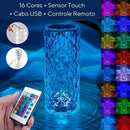 Luminária de Luxo Cristal Light - Sensível ao Toque + Controle Remoto dan - 25 Importe Go 1 UNIDADE 16 CORES 